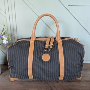 Vintage Fendi Pequin Stripe Boston Duffle Bag